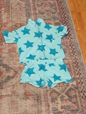 art class Light Blue & Teal Star Short Pajama Set